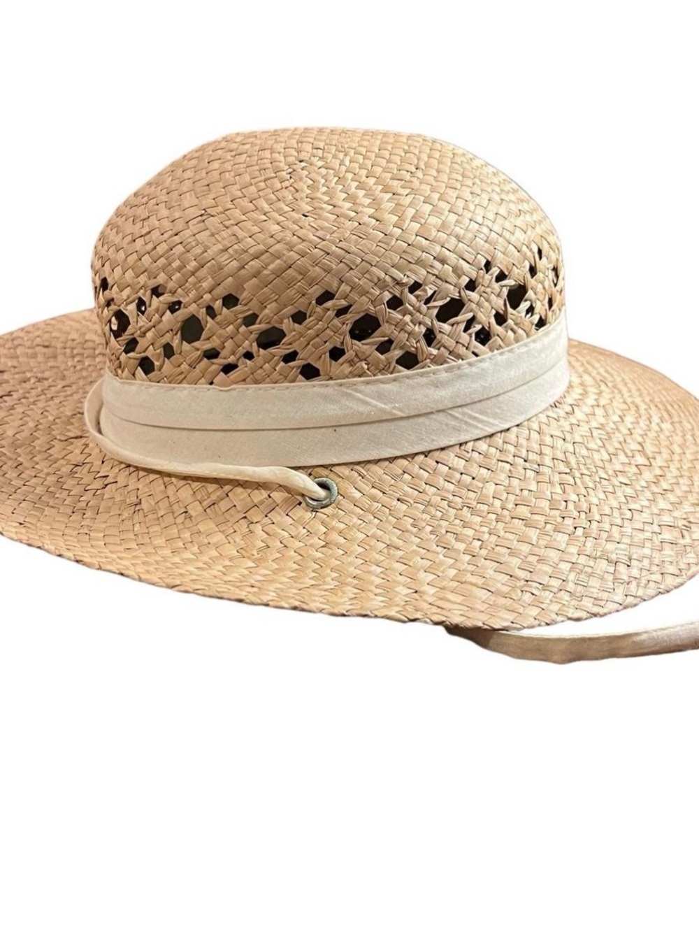 Columbia Sportswear Neutral Straw Sun Hat with Cream Band Size Small
